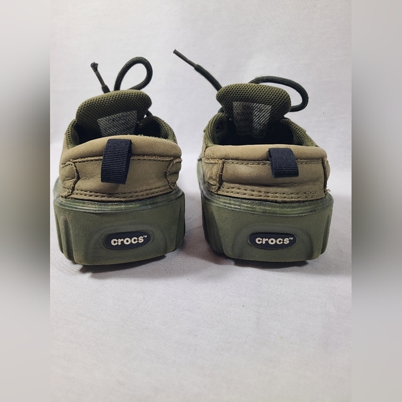 Crocs Axle All Terrain Camo Green Lace Up Duck Boat Clog Shoe Size M 1/W3 Junior - Picture 5 of 14